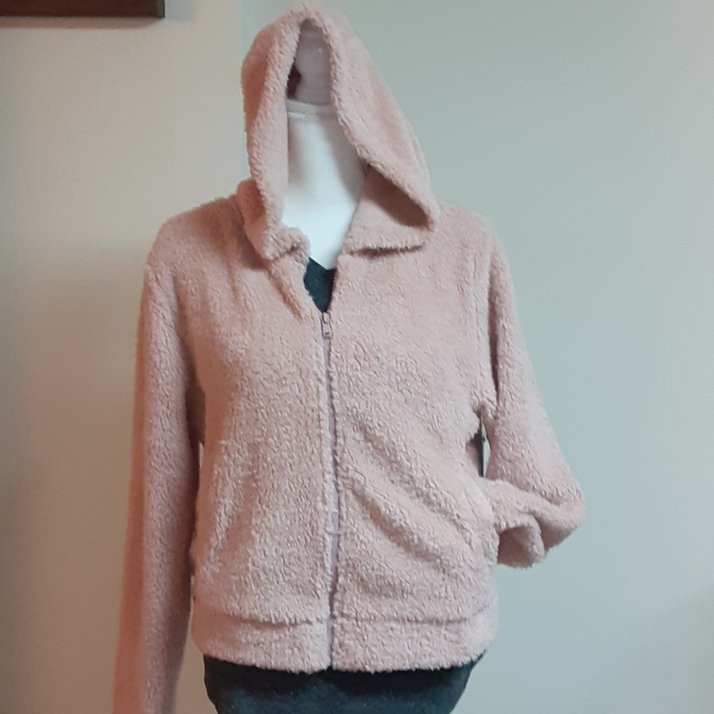 BEBE teddy sherpa jacket in petal pink